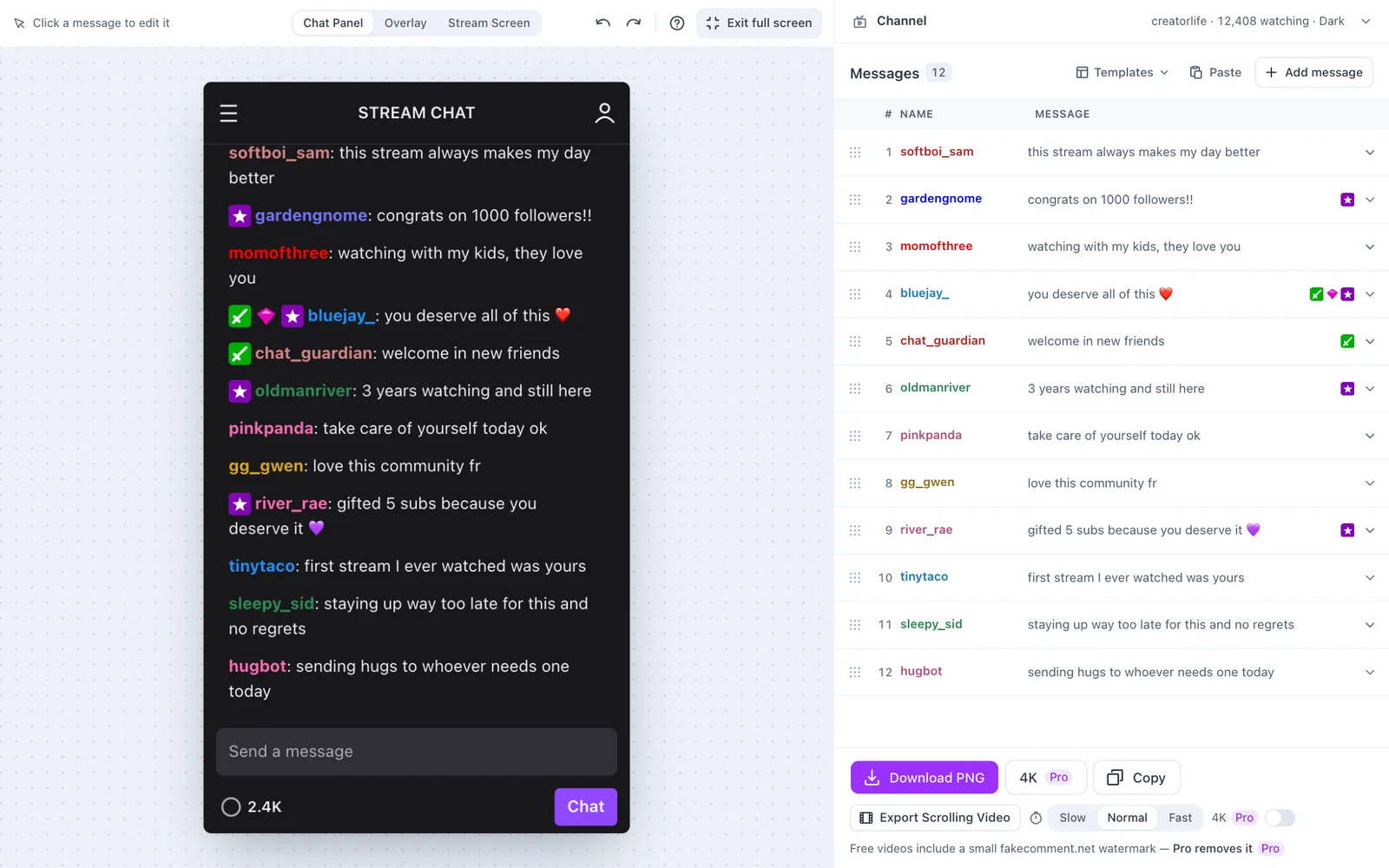 L’éditeur en plein écran, avec un aperçu plus grand et une liste de messages plus longue et plus large